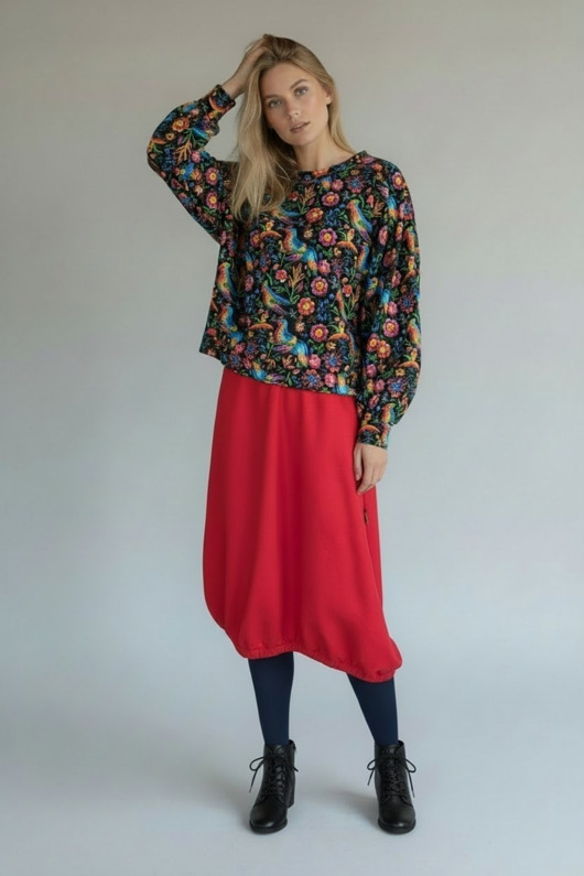 komplety damskie Zestaw bluza Citta i spódnica Samsara, folkowy wzór w ptaki, rozmiar M