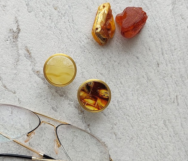 gałki do mebli Bursztynowa gałka meblowa minimal mosiądz/koniak