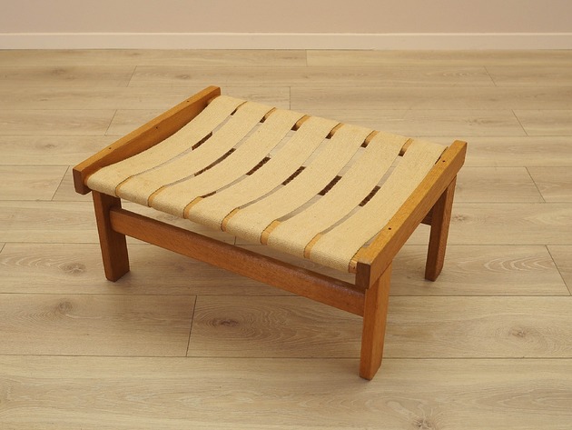 pufy do siedzenia Podnóżek dębowy, duński design, lata 60, produkcja: Dania