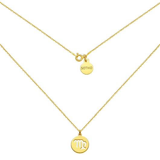 srebrne naszyjniki Złoty naszyjnik z zodiakiem Panny