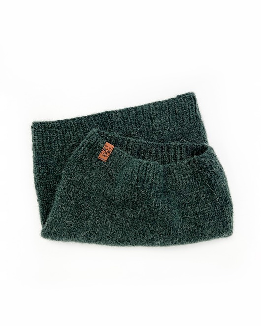 szale damskie Cienki zielony szalik typu komin z wełny alpaki