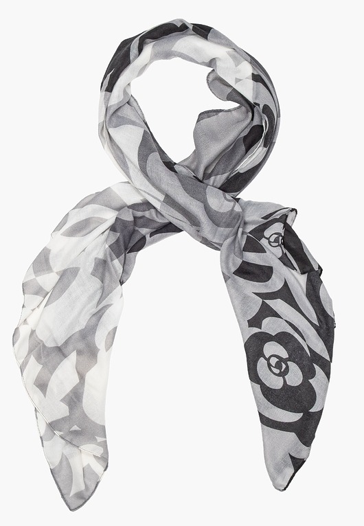 szale damskie Wiosenny Szal damski wiskoza 100% szary w kwiatowy wzór