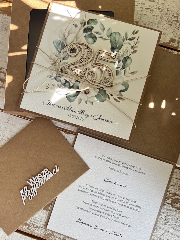 kartki scrapbooking Wyjątkowa kartka ręcznie robiona z okazji 25 rocznicy ślubu