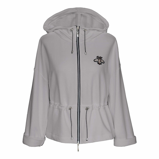 bluza z kapturem damska Bluza z kapturem szaro-beżowa