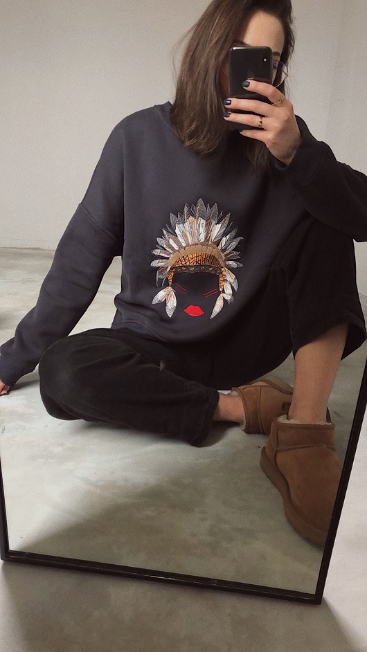 bluza z haftowanym pióropuszem WAKAN RONKA