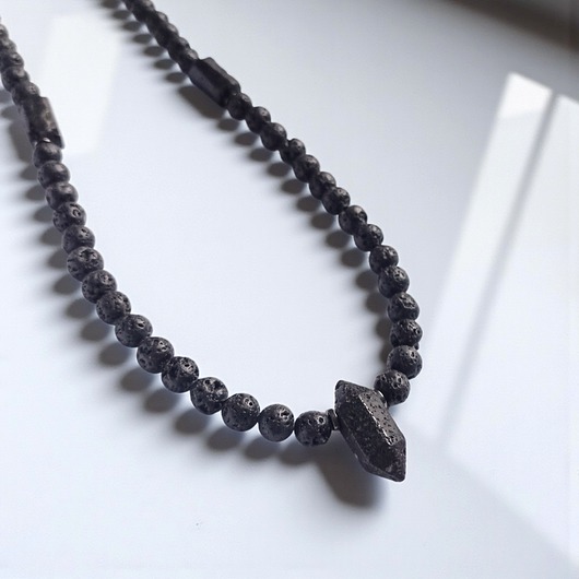 biżuteria męska OCHRONA, energia : naszyjnik męski : lawa, turmalin