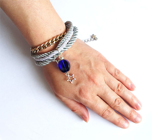 bransoletki ze szkła Bransoletka - Night Star - sznurki, łańcuszek