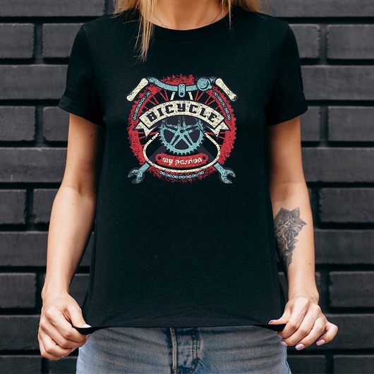t-shirt damskie Koszulka damska czarna Bicycle - my passion