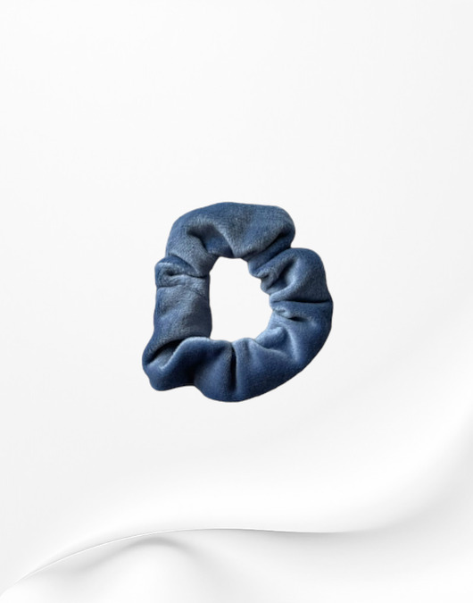 gumki do włosów Scrunchie gumka frotka wąska welurowa niebieska jeansowa