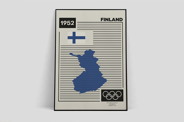 Helsinki Finlandia 1952, plakat olimpijski vintage Pas De LArt