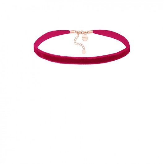 Aksamitny choker w kolorze fuksji z zapięciem SOTHO