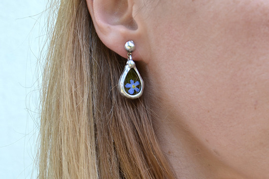 kolczyki szklane Z niezapominajką