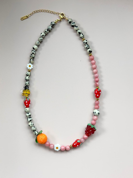 korale Naszyjnik ,,Naturez kamienie Owoce Pszczoła