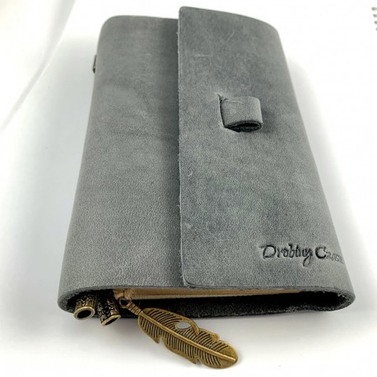 VINTAGE MIDI NOTEBOOK - GREY + AKCESORIA Skóra DROBINY CZASU
