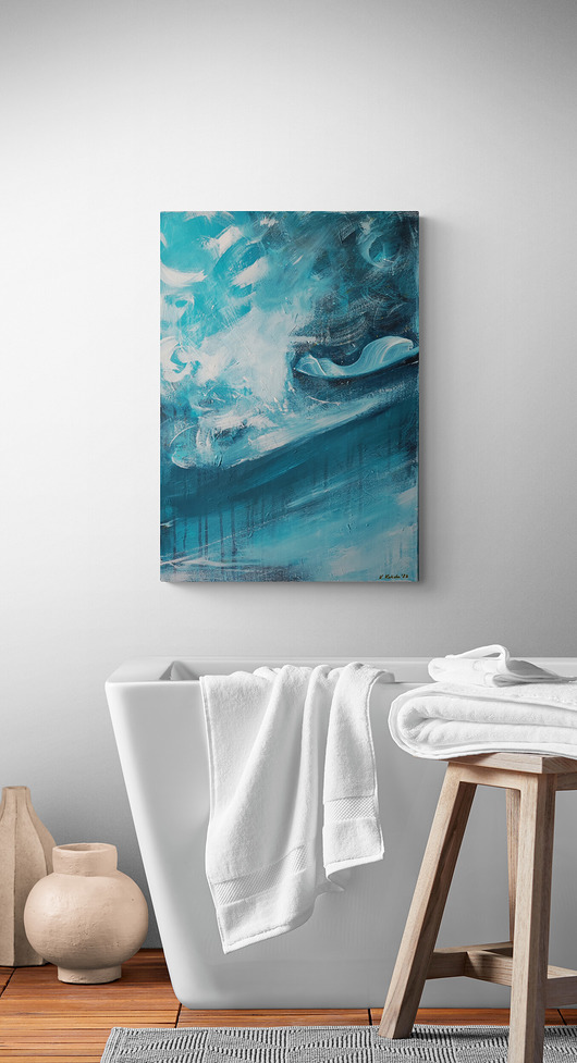 obrazy Obraz ręcznie malowany na płótnie 50x70 cm - Fala