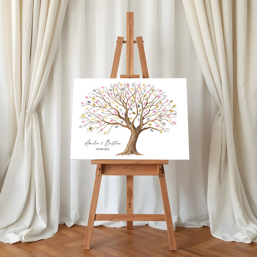księgi gości i albumy ślubne Obraz na płótnie Drzewo wpisów gości + 3 tusze
