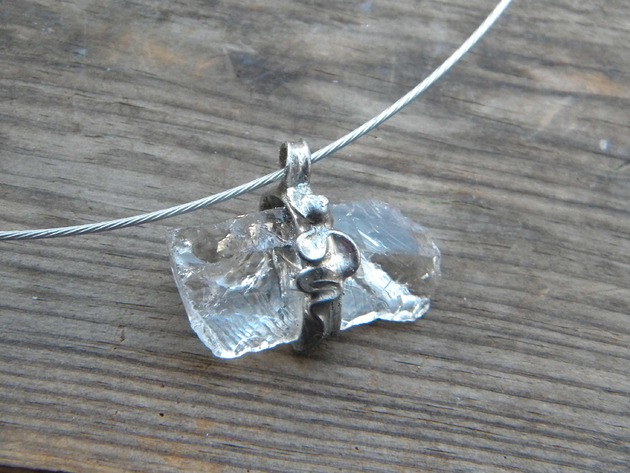 srebrne naszyjniki Jasny  Kwarc dymny  - naszyjnik  - pojedynczy akcent