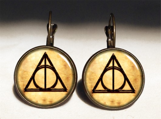 Kolczyki duże wiszące Harry Potter Insygnia EGGinEGG