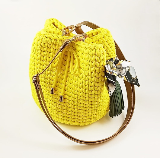 torby na ramię Torebka Crafbags typu worek - cytrynowa - 1 sztuka!