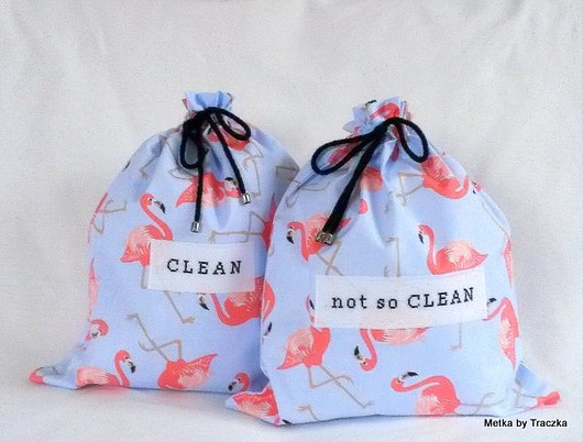 Pink Flamingos - underwear travel bags metka by traczka