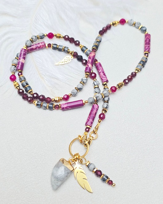 złote naszyjniki Delikatny Naszyjnik  z  Jaspisami