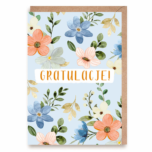 kartki okolicznościowe - wydruki Kartka okolicznościowa GRATULACJE KWIATY A6