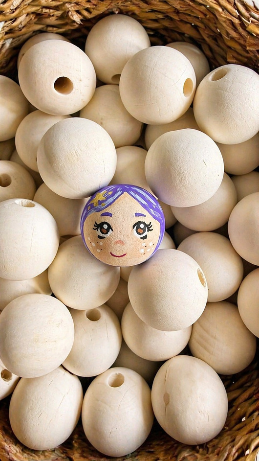 akcesoria różne Ręcznie malowany koralik z twarz syrenki 3 cm do makramy i rękodzieła 1 szt.