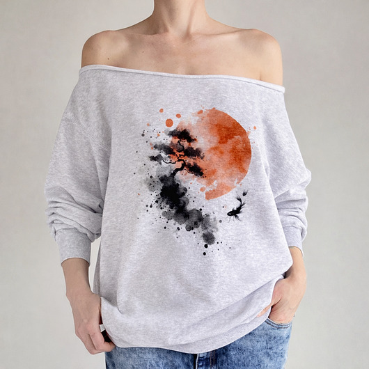 bluza bez kaptura damska Sosna karpik Szara bluza cięta