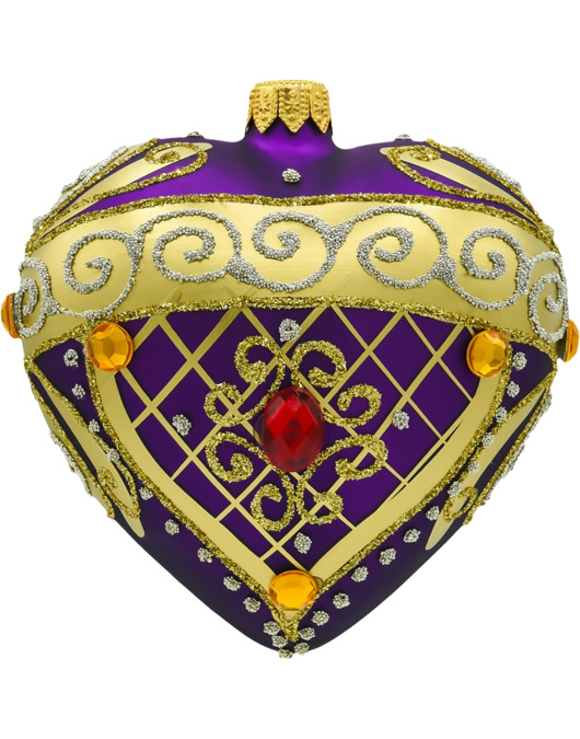 ozdoby choinkowe Bombka choinkowa: Serce ze złotymi zdobieniami i kamieniami: purpurowe