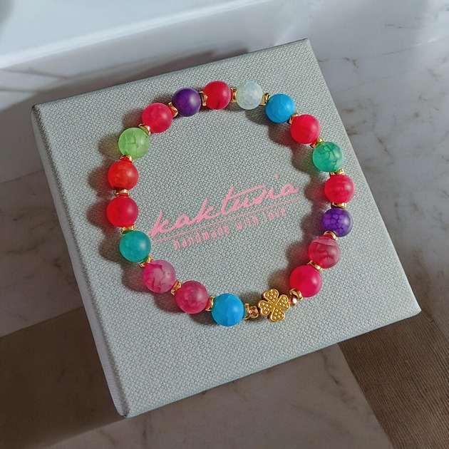 bransoletki z kamieni naturalnych Na szczęście :: agat multicolor i czterolistna koniczynka