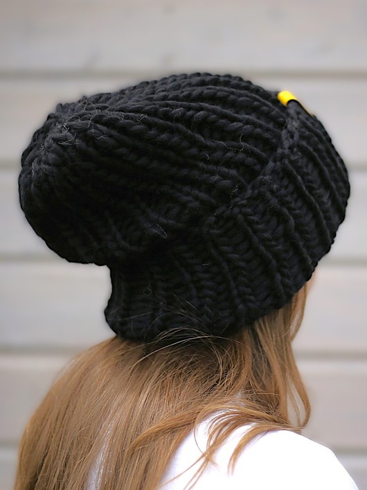 czapki damskie Wełniana czapka oversize LOOSE czarna