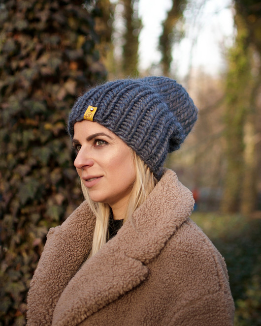 czapki damskie Wełniana czapka zimowa WOOLY grafit