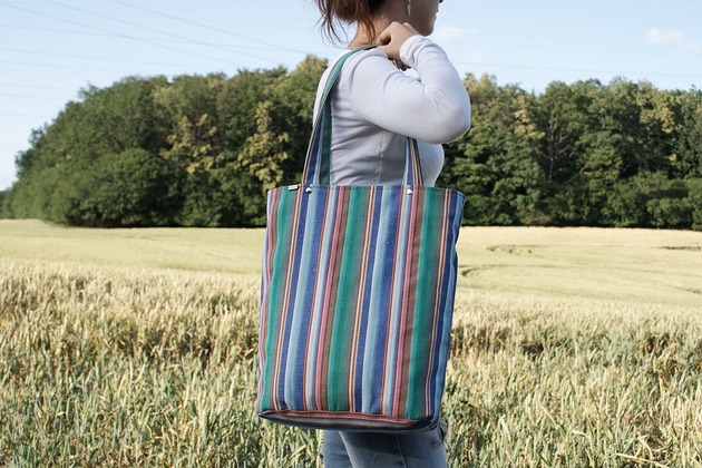 Owal shopper płótno paski manufakturaMMS