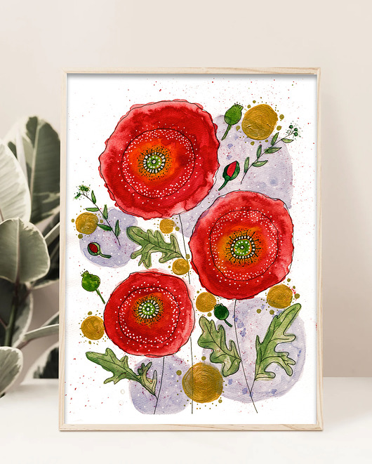 grafiki i ilustracje Akwarelowe maki