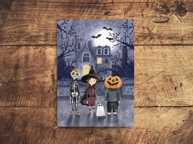 kartki okolicznościowe - wydruki Kartka pocztowa - Halloween Dom