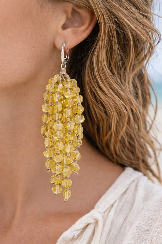 kolczyki z kamieniami GRONA Kolczyki z cytrynowego bursztynu bałtyckiego