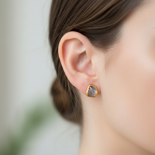 kolczyki pozłacane Kolczyki Sztyfty Kryształ Górski