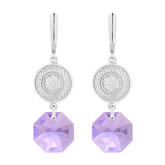 kolczyki swarovski Srebrne długie kolczyki z medalionami i kryształami SWAROVSKI CRYSTAL