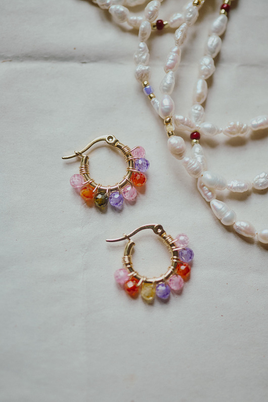 kolczyki szklane Migotki, kolczyki kółeczka