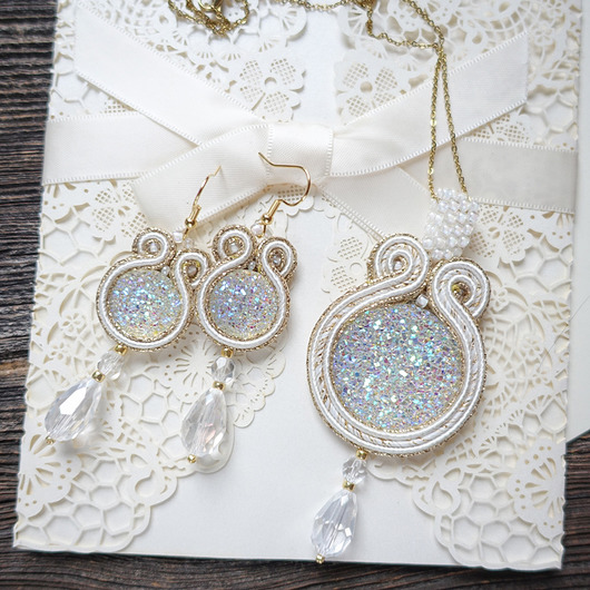 komplet biżuterii Ślubny komplet  biżuterii soutache