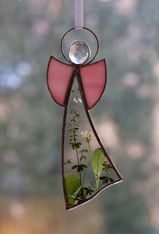 Aniołek z suszonymi polnymi kwiatami BeArt Handmade