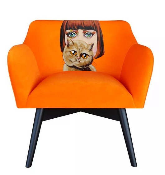 fotele Fotel POP-ART Dama z kotem