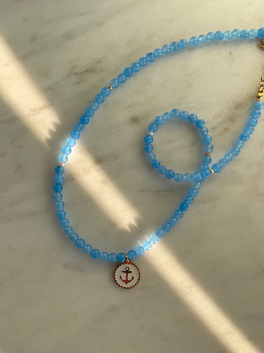 chokery Błękitny naszyjnik z kamieni