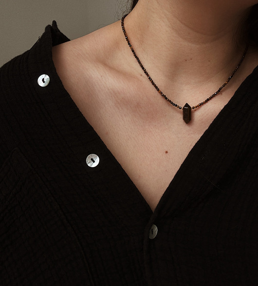 naszyjniki - inne Naszyjnik Tygrysie Oko  z grotem