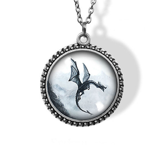 wisiory Medalion - Czarny smok - duży