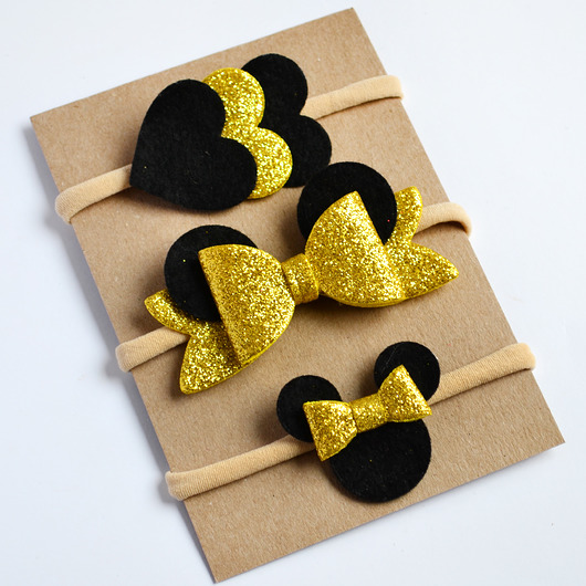 FairyBows zestaw opasek 3 sztuki złota Minnie FairyBows