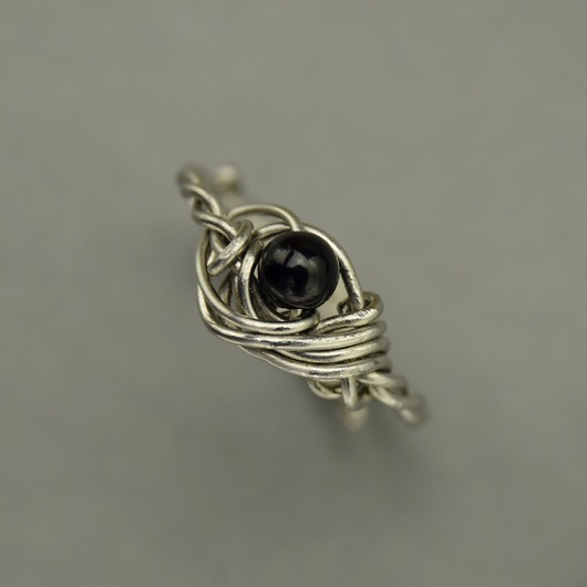 pierścionki - różne Pierścionek regulowany czarny onyks wire wrapping