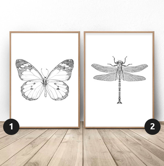 Zestaw plakatów "Motyl i ważka" scandiposter