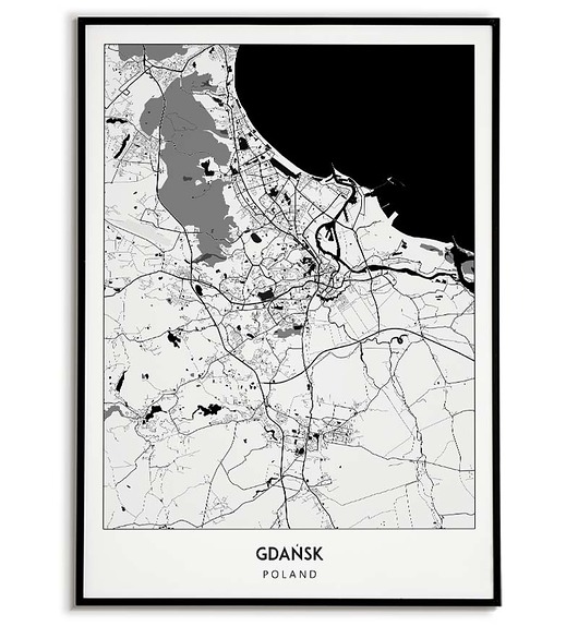 plakaty Plakat miasto POLSKA - GDAŃSK  obraz MAPA