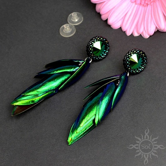kolczyki swarovski Yashil, szmaragdowe kolczyki z kryształami
